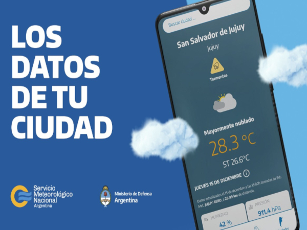 El Servicio Meteorológico Nacional lanzó su aplicación para teléfonos móviles